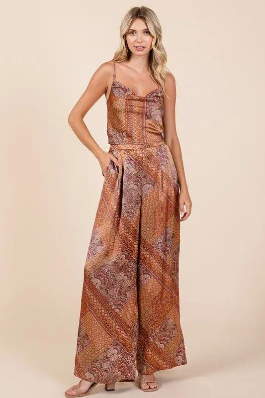 Mittoshop Paisley Patchwork Print Satin Cowl Neck Cami - Love Salve